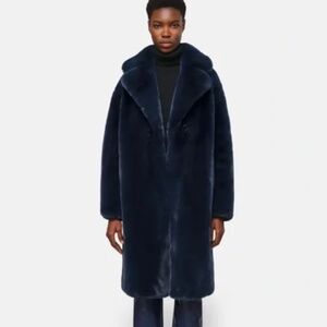 Apparis x Mansur Gavriel collab, rare “Blueberry” faux vegan teddy fur coat nwt